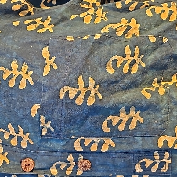 WEAVERBIRD ecocouture cotton batik print tunic top grandfather collar 36 - Picture 9 of 11